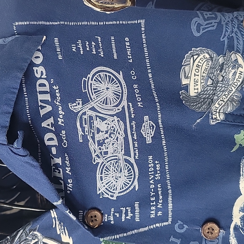 Harley-Davidson Blue‎ Casual Button Down Shirt - Picture 6 of 14